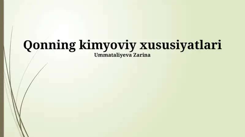 Qonning kimyoviy xususiyatlari