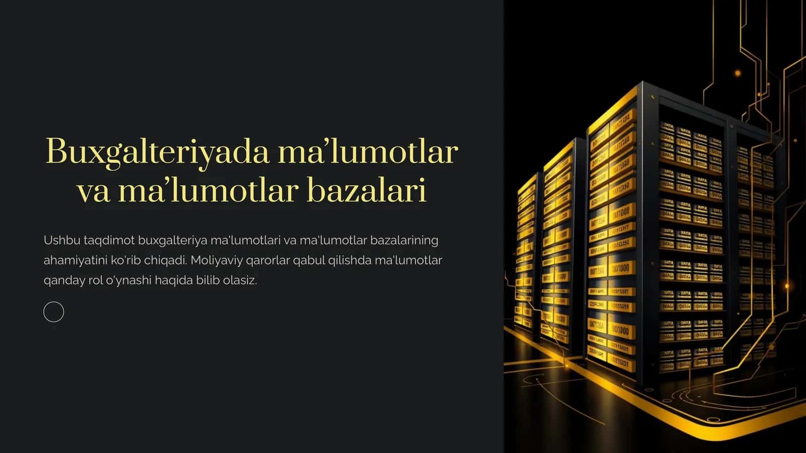 Buxgalteriyada maʼlumotlar va maʼlumotlar bazalari