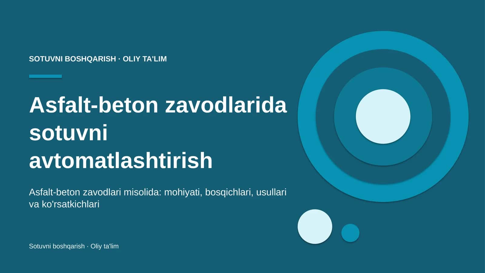 Asfalt-beton zavodlarida sotuvni avtomatlashtirish