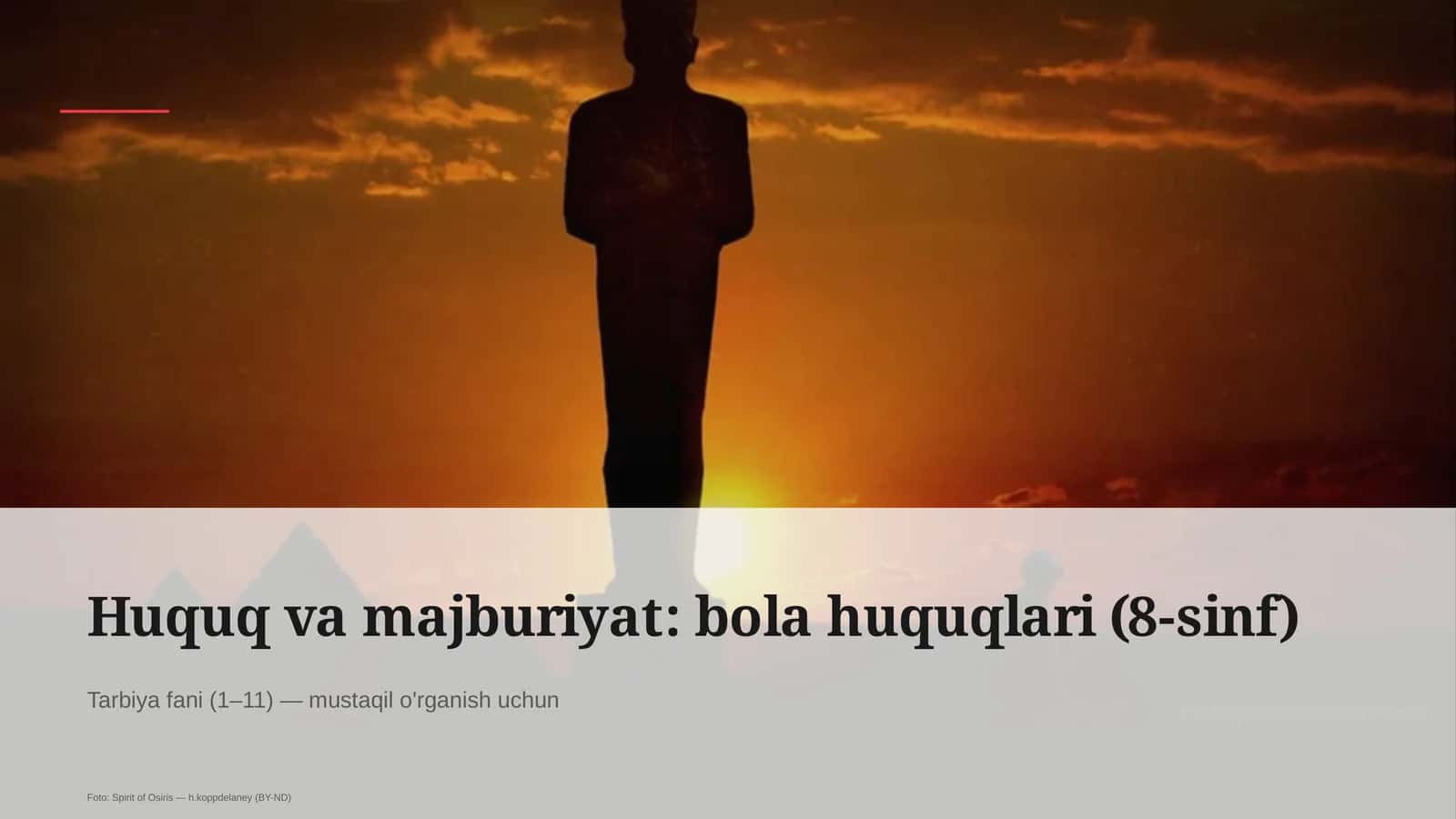 Huquq va majburiyat: bola huquqlari (8-sinf)