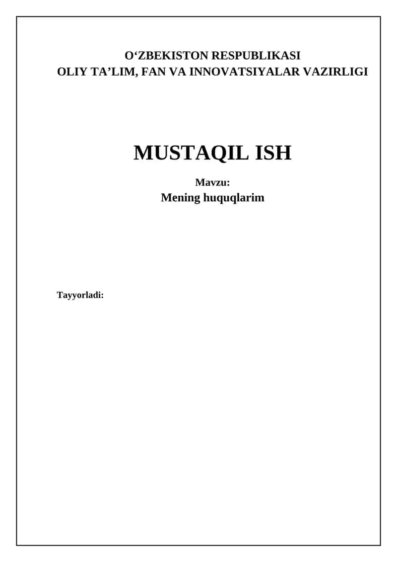 Mening huquqlarim