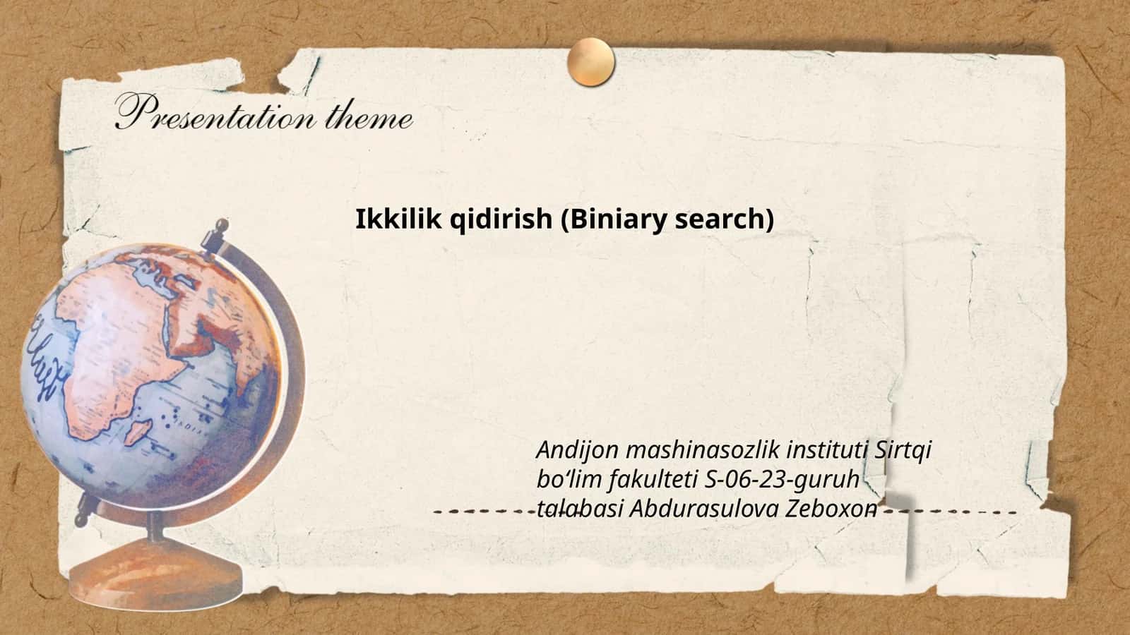 Ikkilik qidirish (Biniary search)