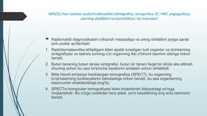 Nur tashxisi usullari