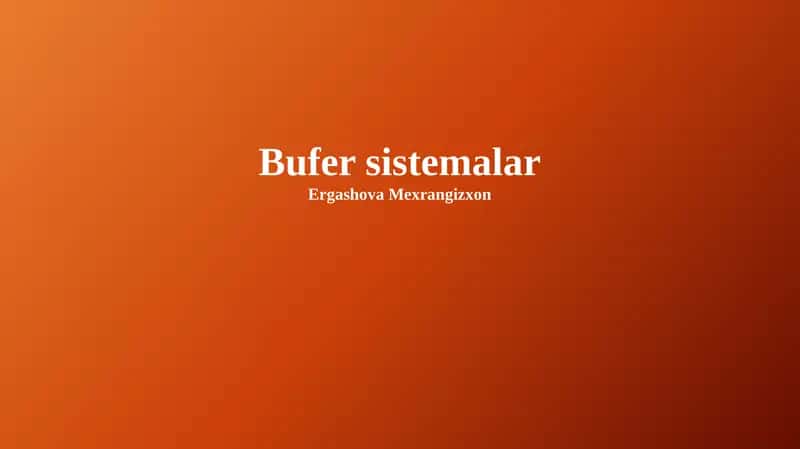 Buffer sistemalar