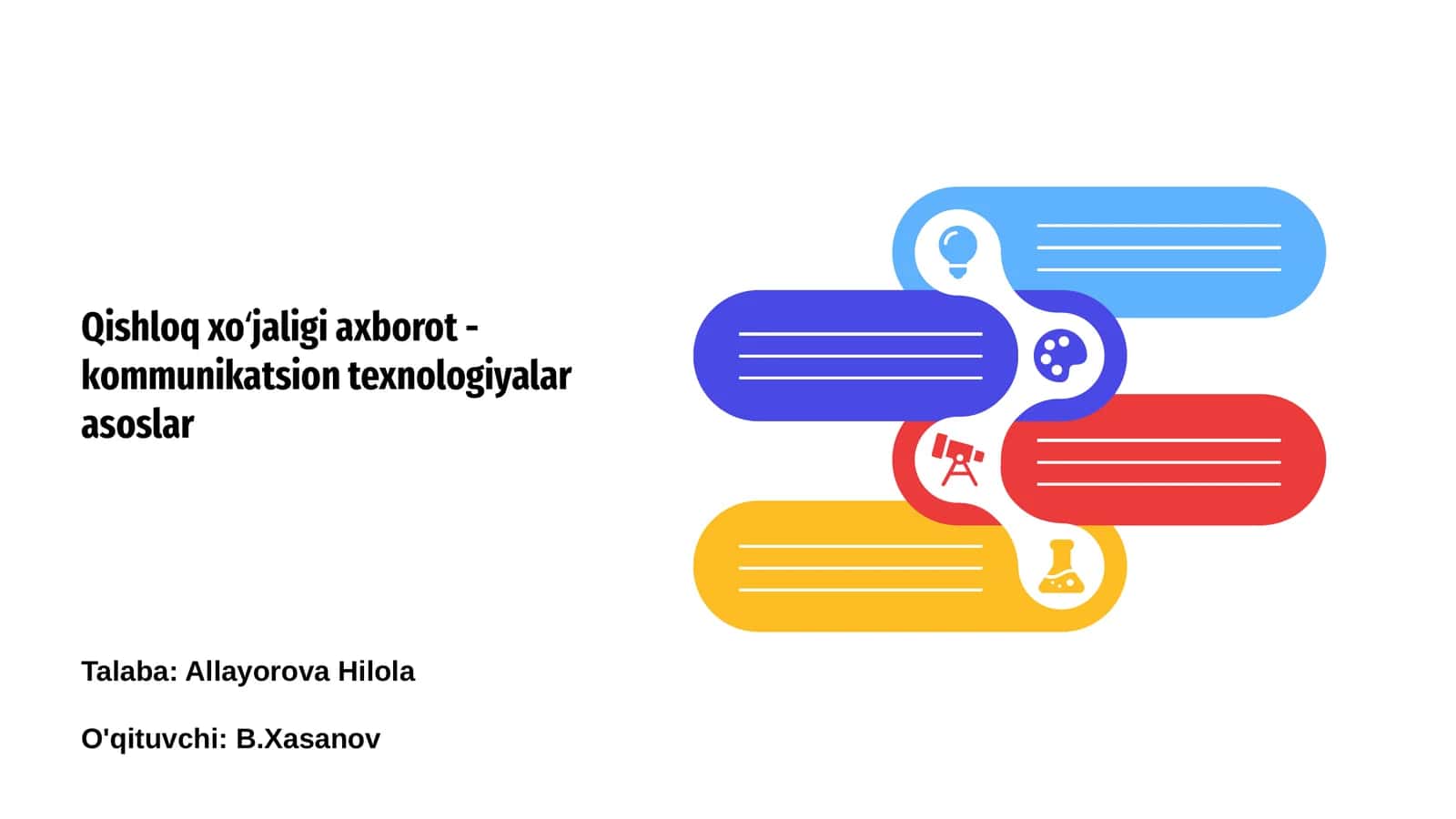 Qishloq xo‘jaligi axborot - kommunikatsion texnologiyalar asoslar
