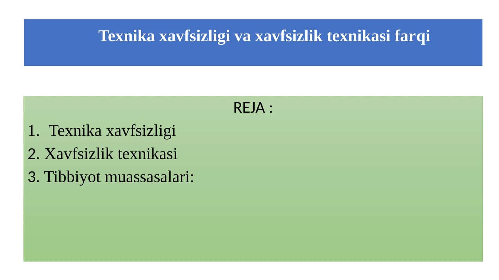 Texnikaxavfsizligi va xavfsizlik texnikasi
