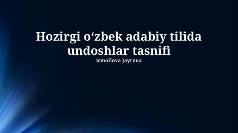 Undoshlar tasnifi