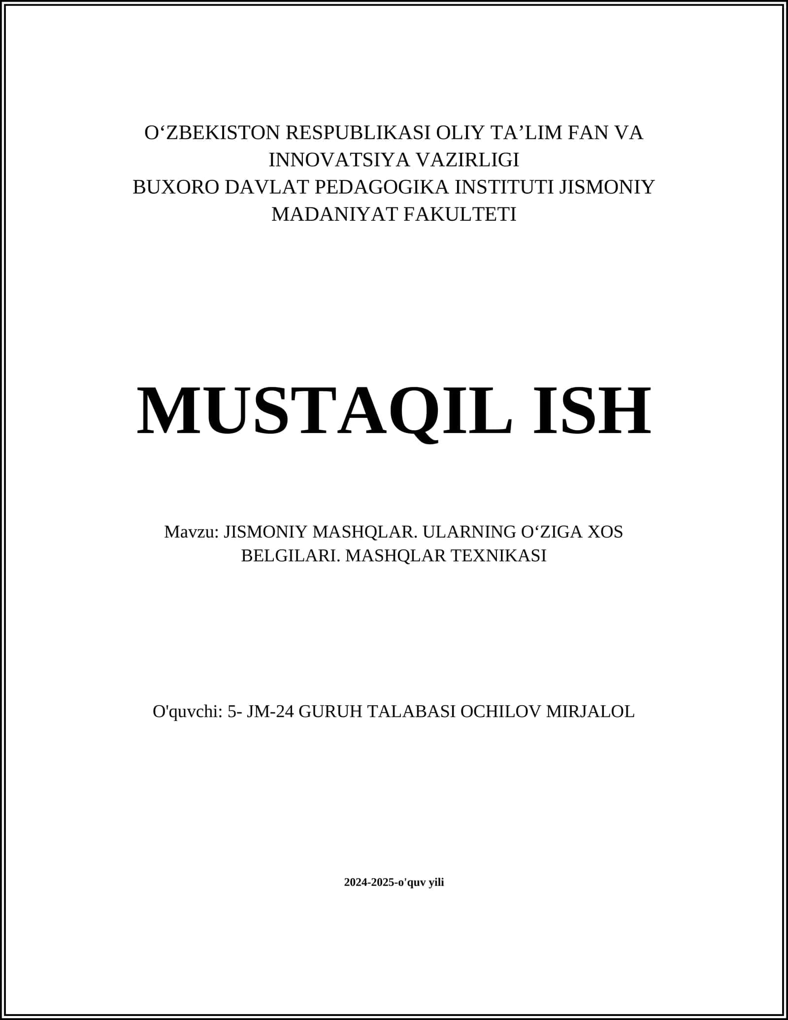Jismoniy mashqlar