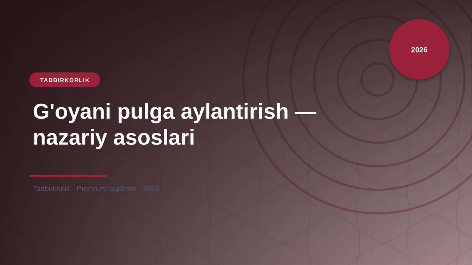 G'oyani pulga aylantirish — nazariy asoslari