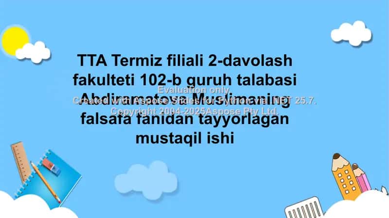 Mustaqil ishlar/Tibbiyot