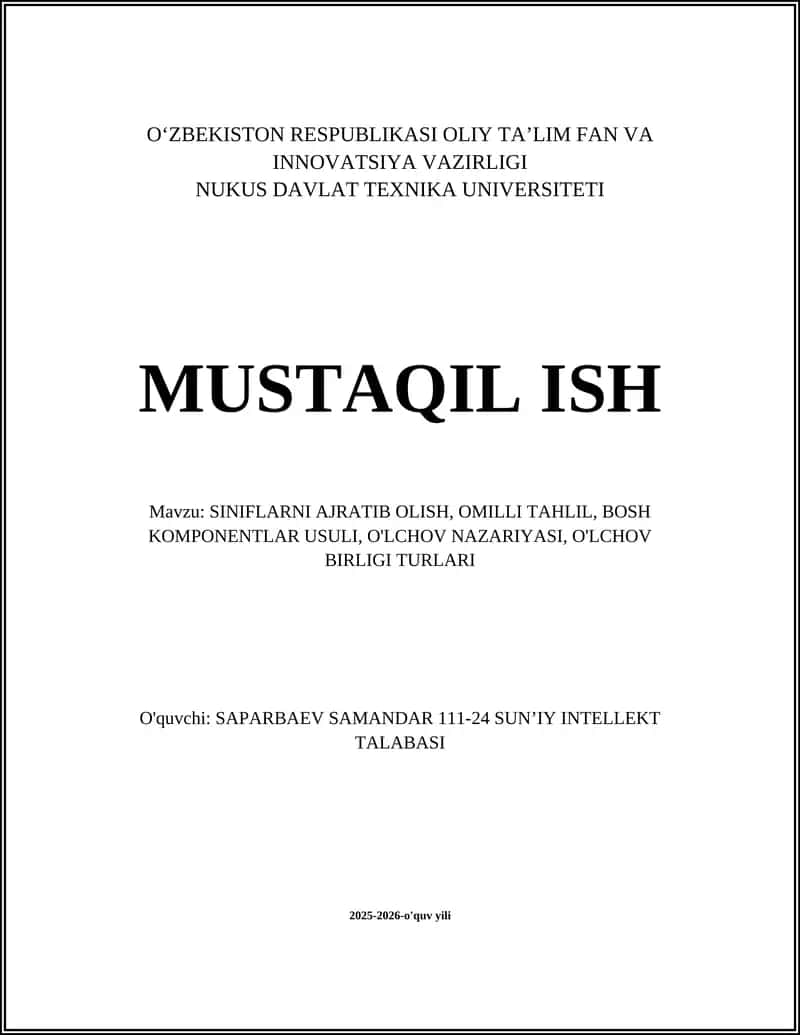 SINIFLARNI AJRATIB OLISH