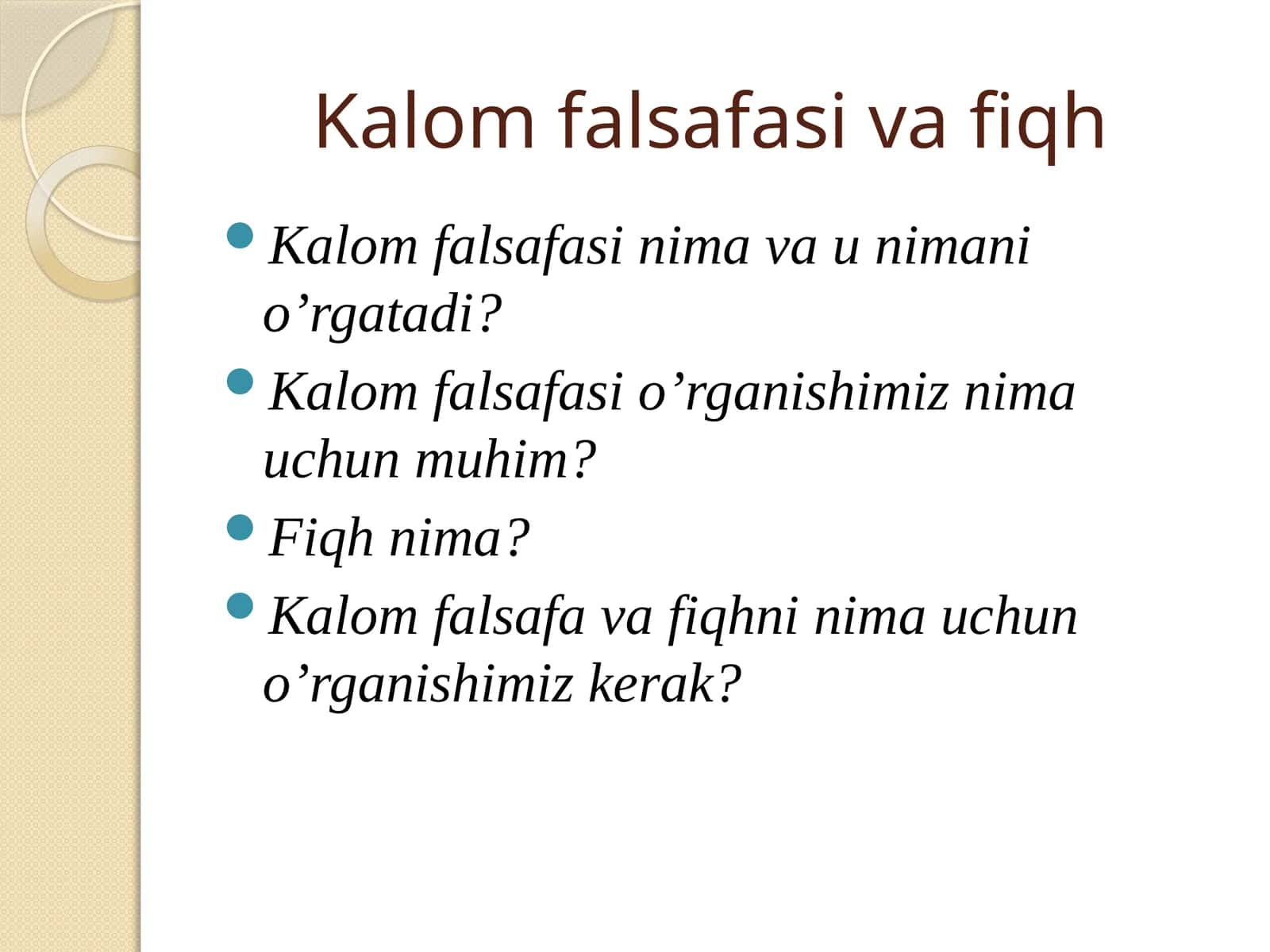 Kalomfalsafasi va fiqh