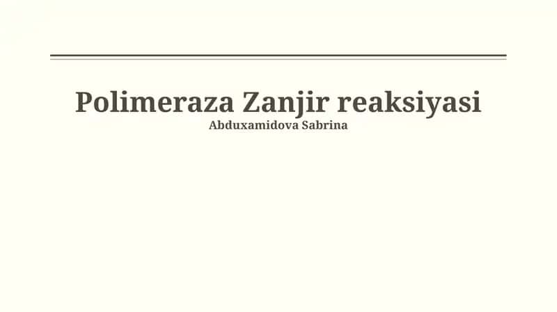 Polimeraza Zanjir reaksiyasi