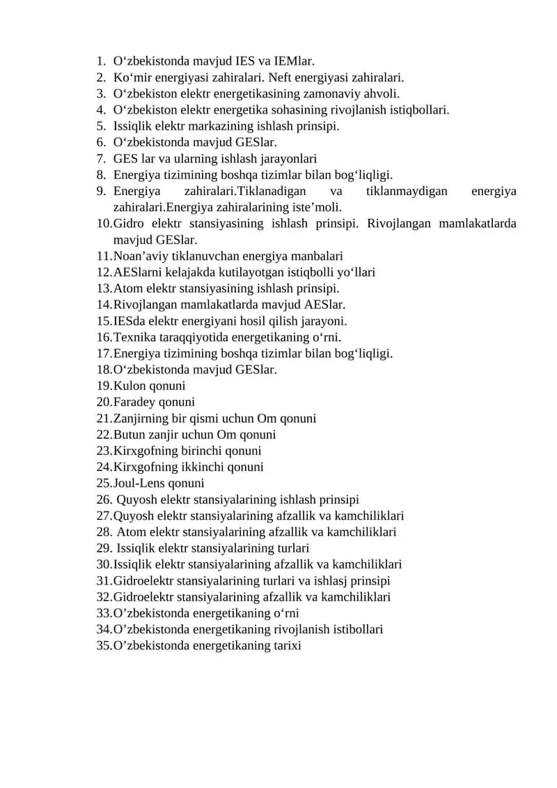 O‘zbekistonda Elektr Energetikasining Rivojlanishi