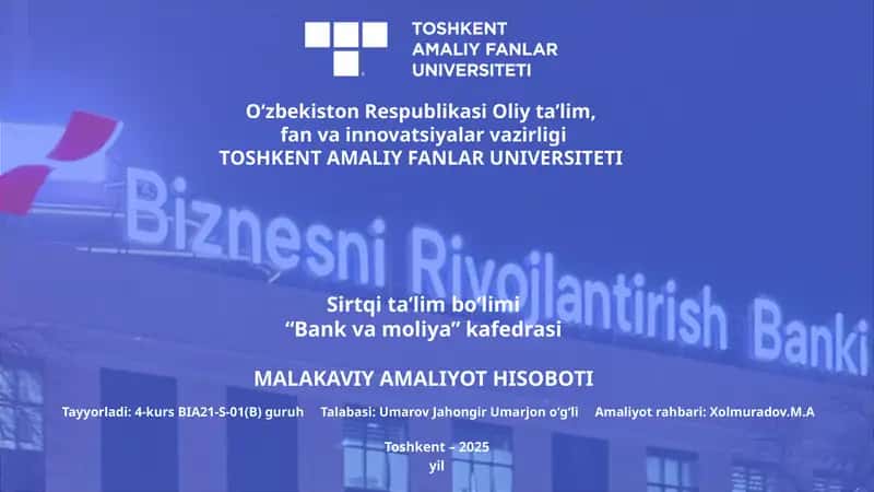 Malakaviy Amaliyot Hisoboti