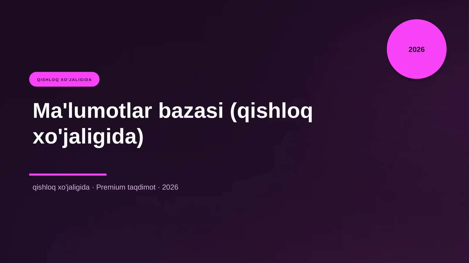 Ma'lumotlar bazasi (qishloq xo'jaligida)