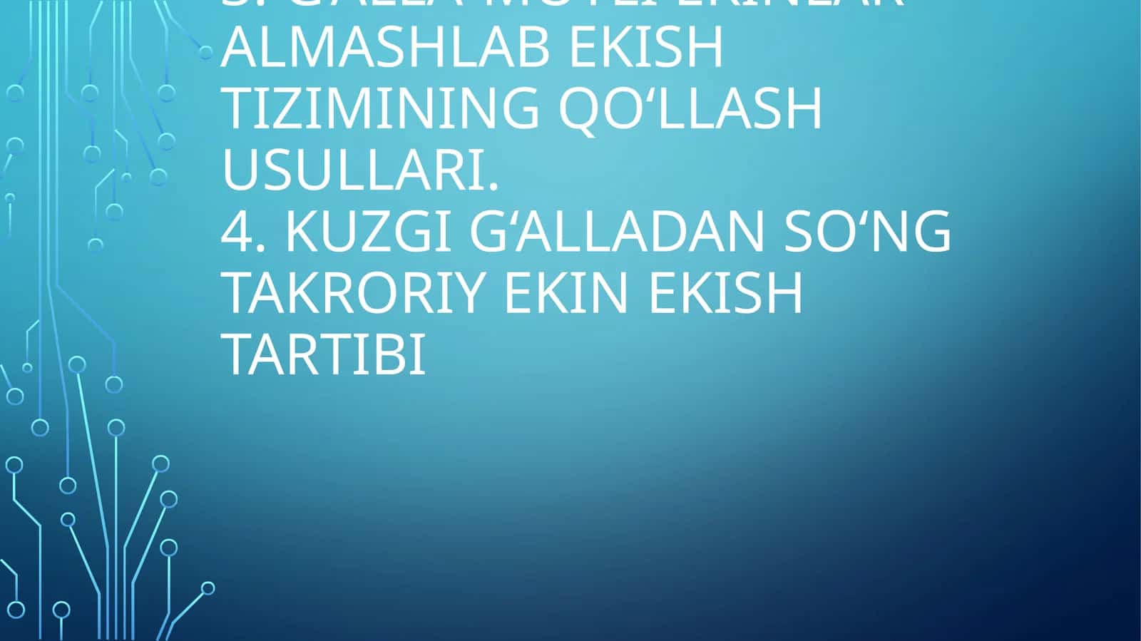 Tog’ oldi yarim sahro mintaqasi uchun tavsiya etilgan almashlab ekish tizimlari