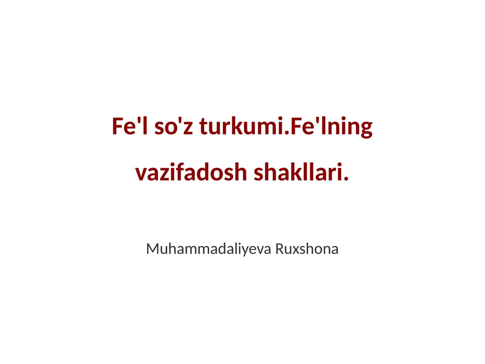 Fe'l so'z turkumi