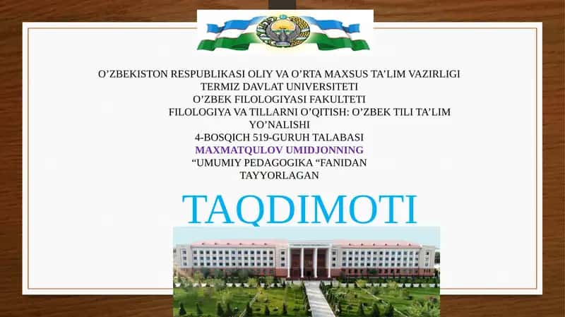 TA'LIMNI TASHKIL ETISHNING NOAN’ANAVIY SHAKLLARI