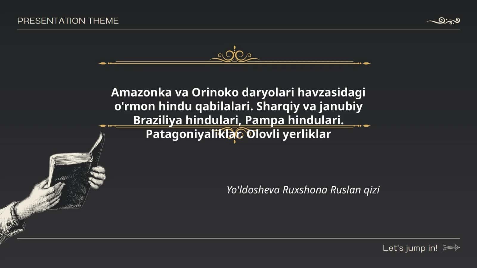 Amazonka va Orinoko daryolari havzasidagi o'rmon hindu qabilalari. Sharqiy va janubiy Braziliya hindulari, Pampa hindulari. Patagoniyaliklar. Olovli yerliklar