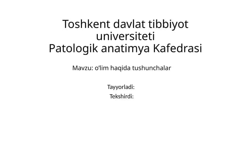 o’lim haqida tushunchala