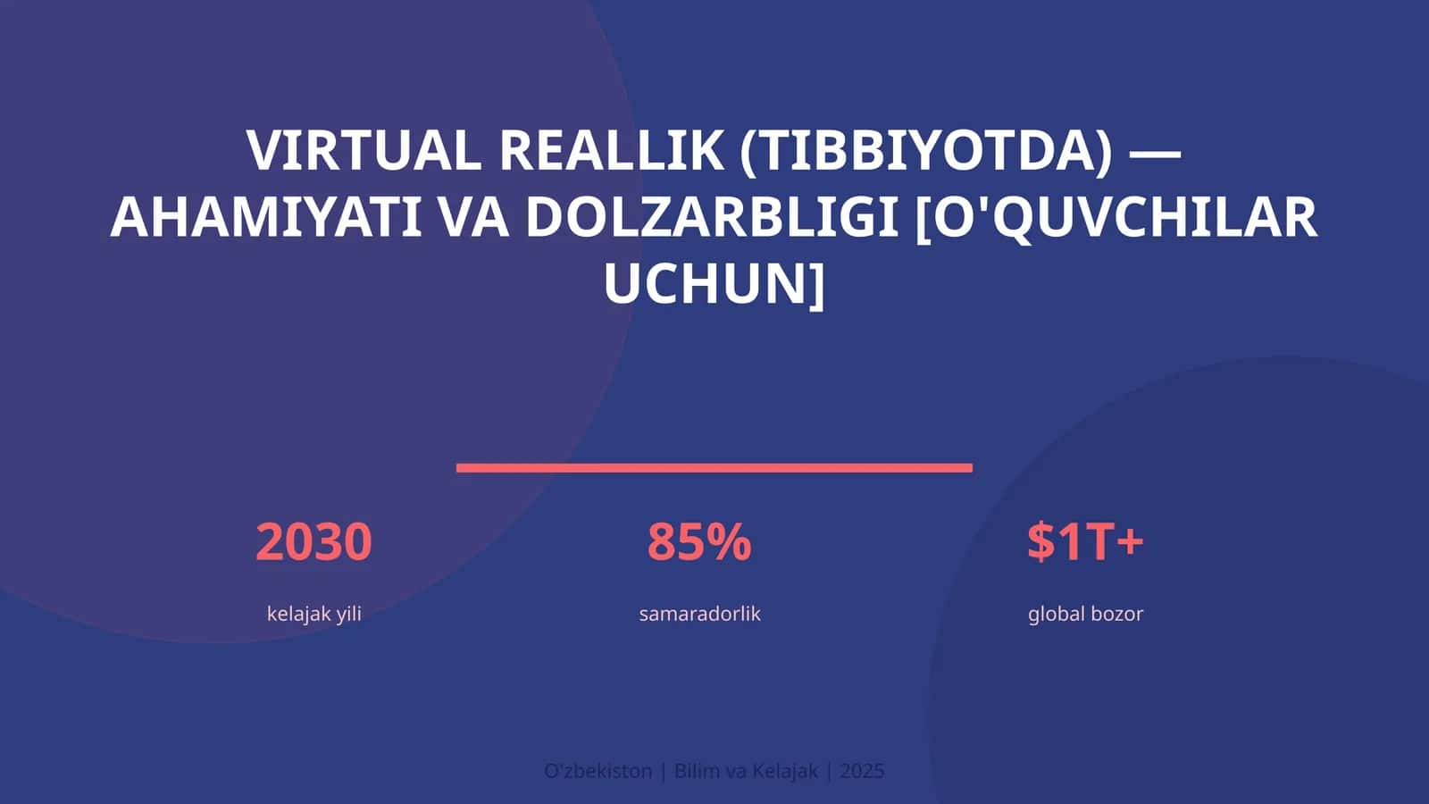 Virtual reallik (tibbiyotda) — ahamiyati va dolzarbligi [o'quvchilar uchun]