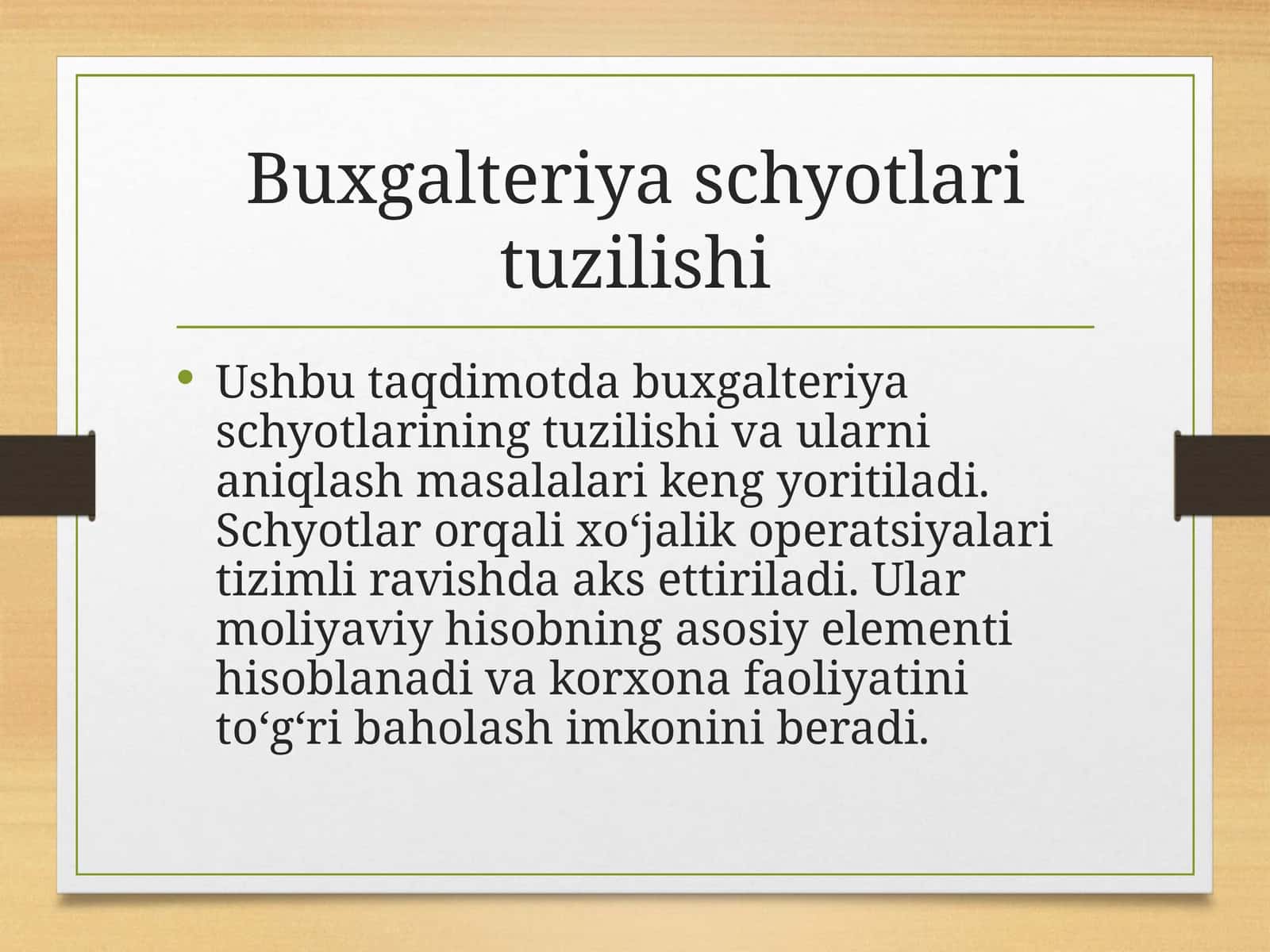 Buxgalteriya schyotlari tuzilishi