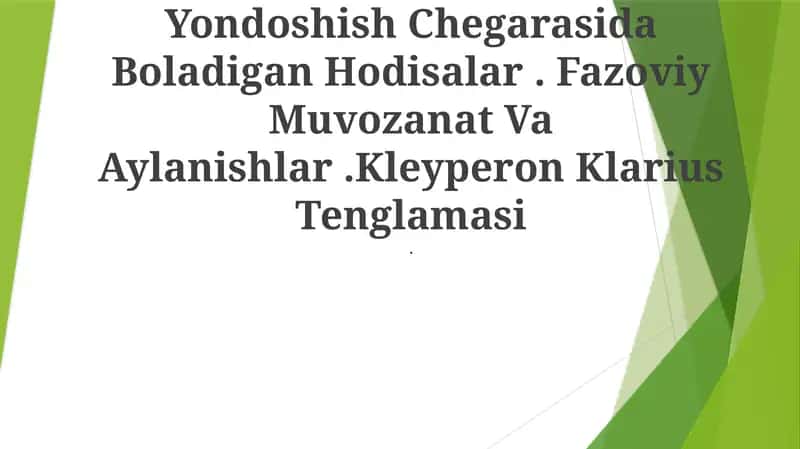 Suyuqlik Bilan Qattiq Jismning Yondoshish Chegarasida Boladigan Hodisalar