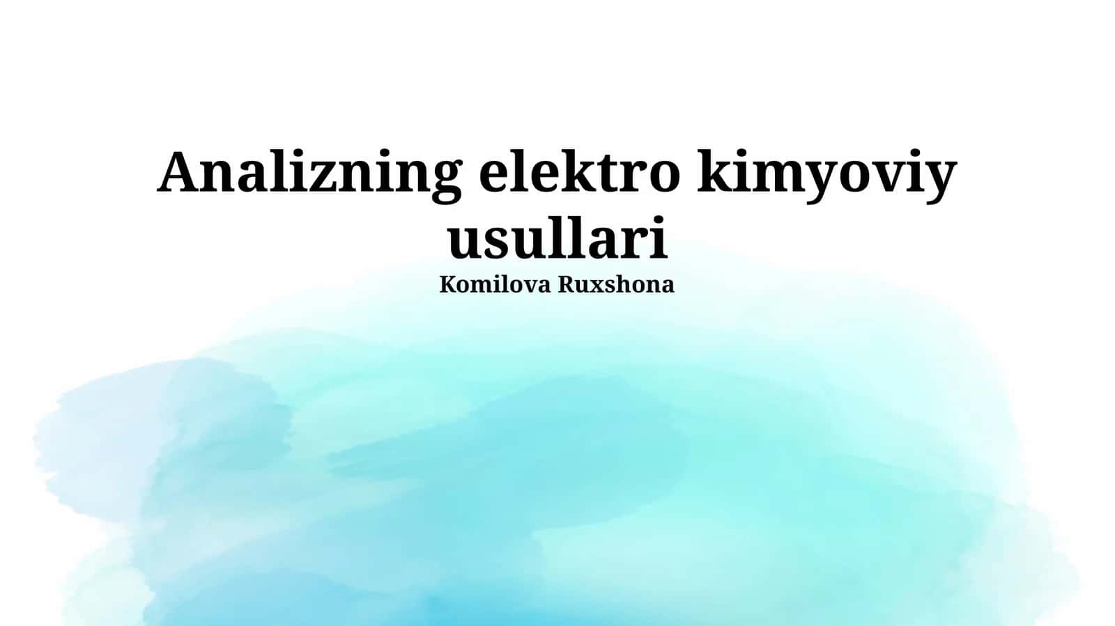 Elektrokimyoviy Analizning Asosiy Usullari