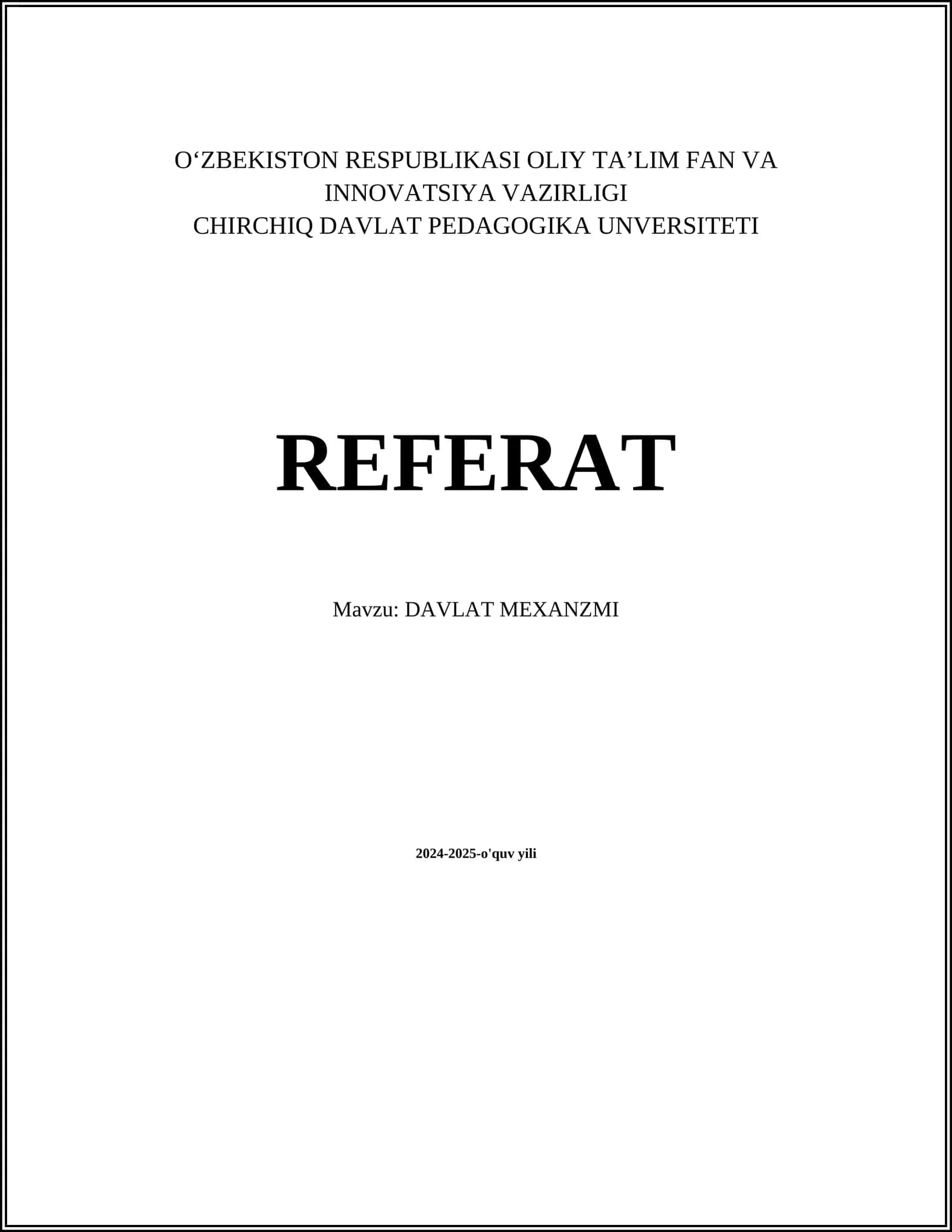 DAVLAT MEXANZMI