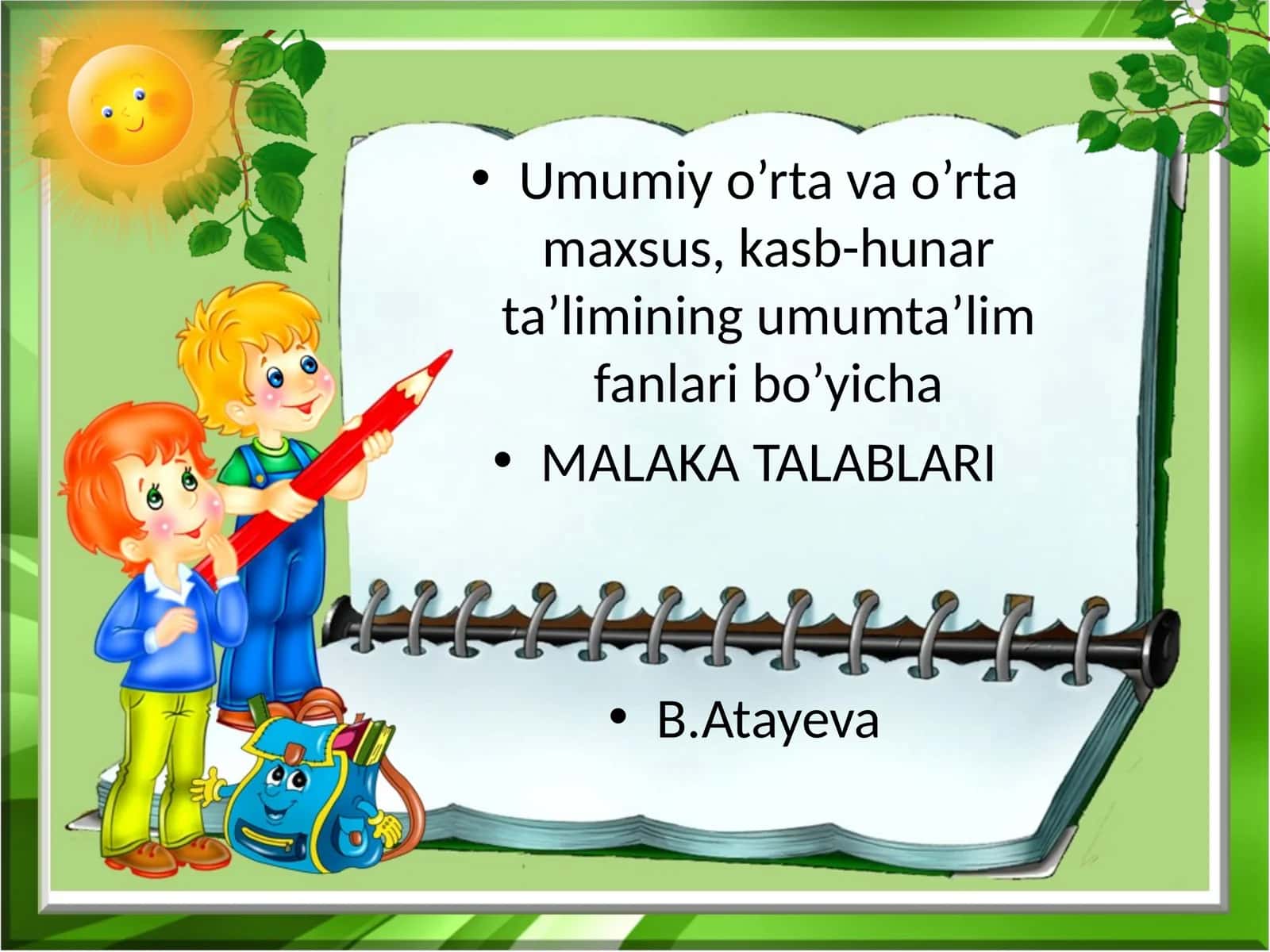 Umumiy o’rta va o’rta maxsus, kasb-hunar ta’limi