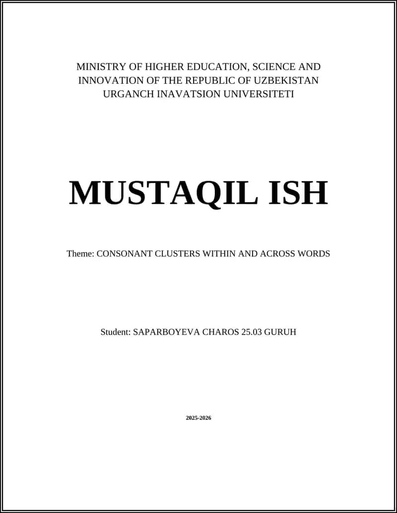 CONSONANT CLUSTERS WITHIN AND ACROSS WORDS