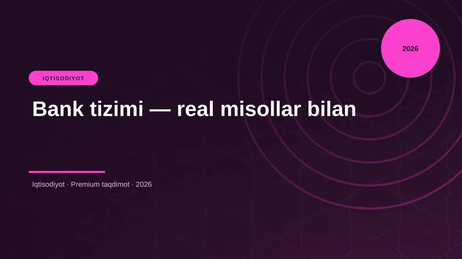 Bank tizimi — real misollar bilan