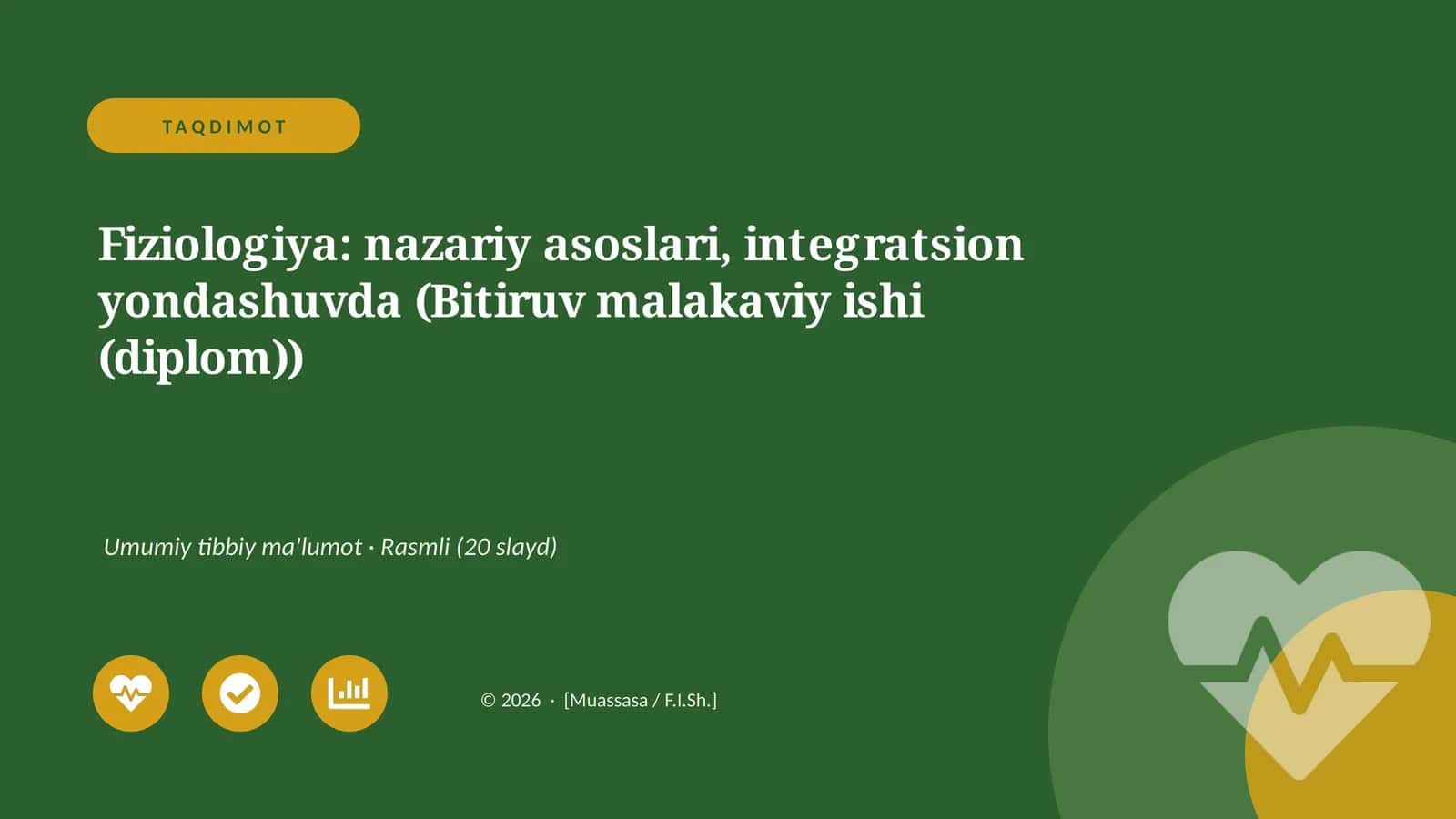 Fiziologiya: nazariy asoslari, integratsion yondashuvda (Bitiruv malakaviy ishi (diplom))