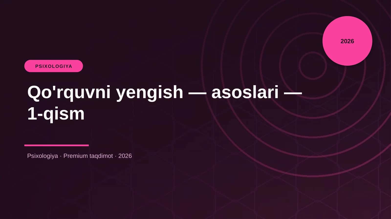 Qo'rquvni yengish — asoslari — 1-qism