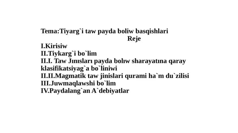Taw jınısları payda boliw basqishlari