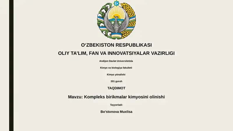 Kompleks birikmalar kimyosini olinishi