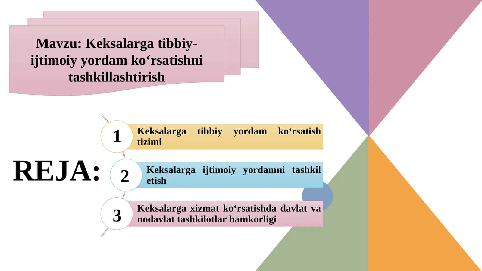 Keksalarga tibbiy-ijtimoiy yordam koʻrsatishni tashkillashtirish