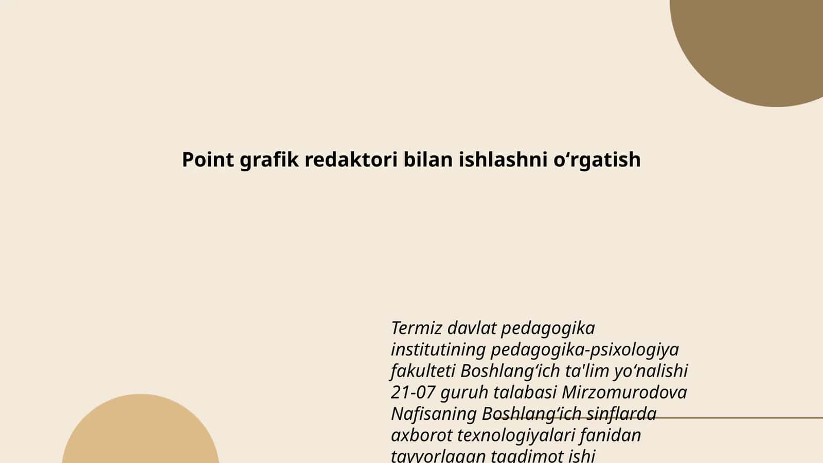 Point grafik redaktori bilan ishlashni oʻrgatish