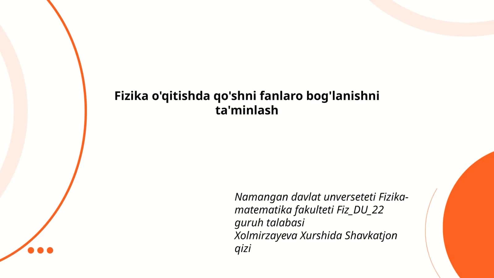 Fizika o'qitishda qo'shni fanlaro bog'lanishni ta'minlash
