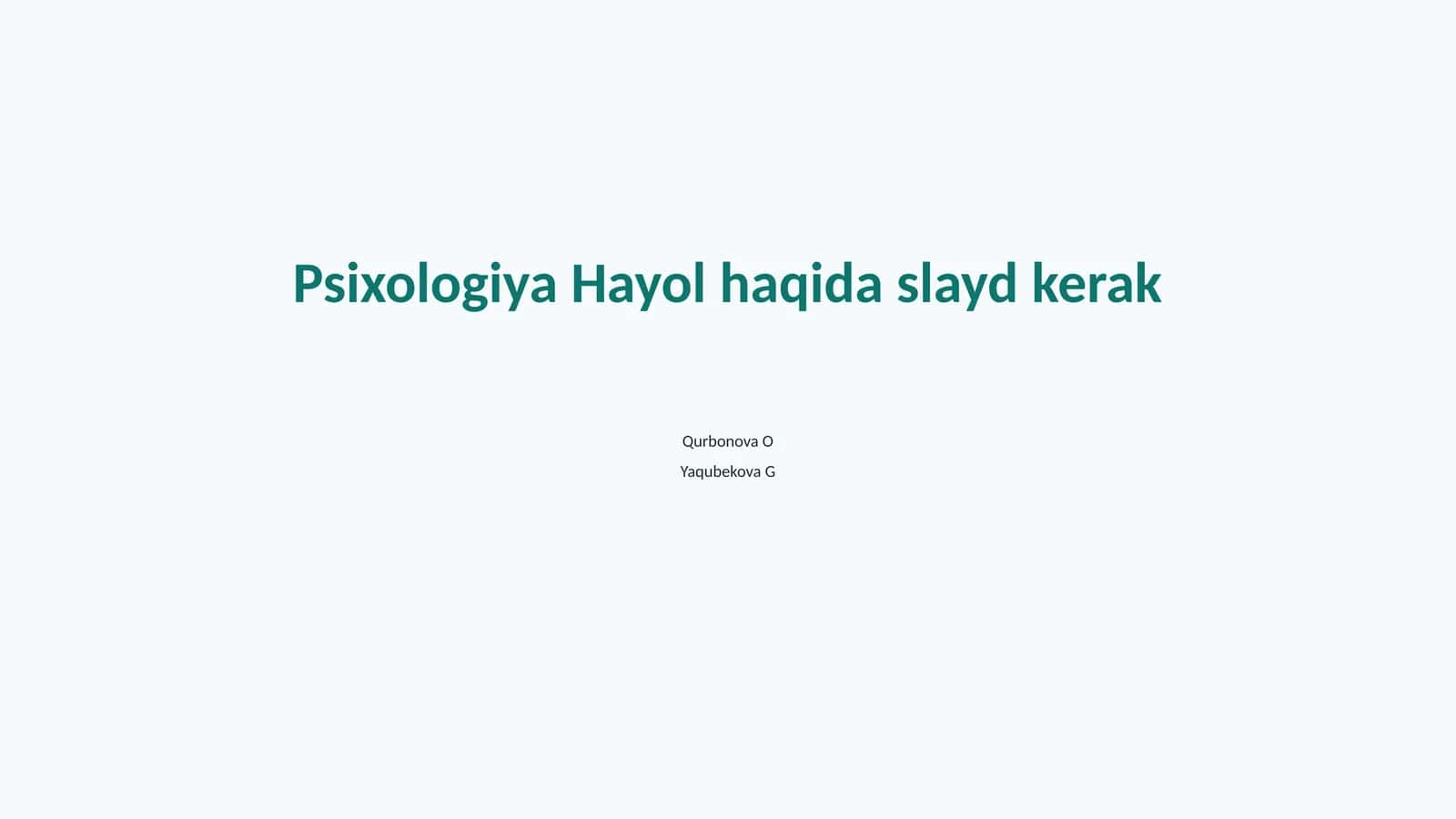 Psixologiya va Hayol