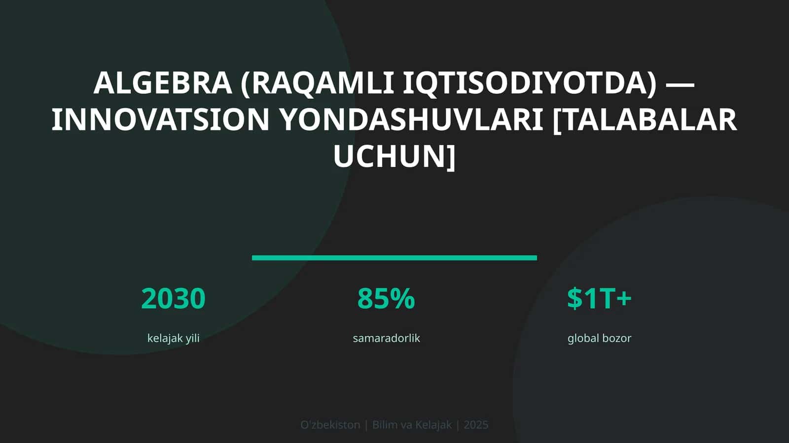 Algebra (raqamli iqtisodiyotda) — innovatsion yondashuvlari [talabalar uchun]
