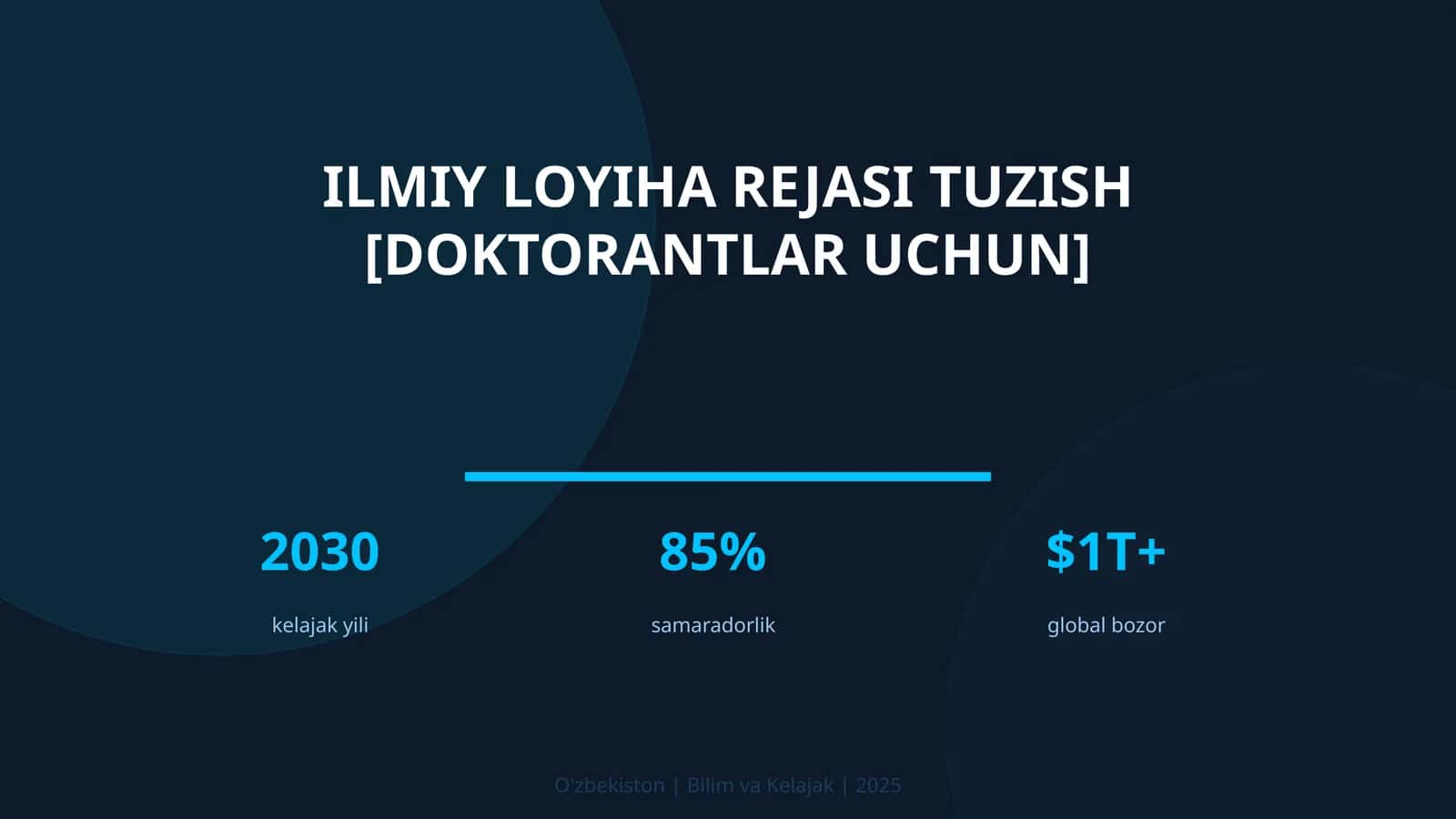 Ilmiy loyiha rejasi tuzish [doktorantlar uchun]
