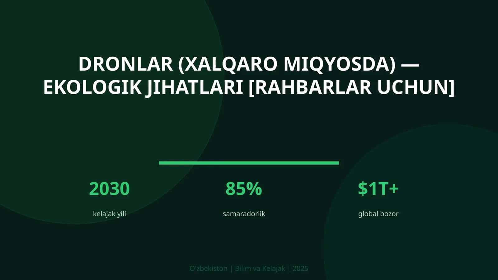 DRONLAR (XALQARO MIQYOSDA) — EKOLOGIK JIHATLARI [RAHBARLAR UCHUN]