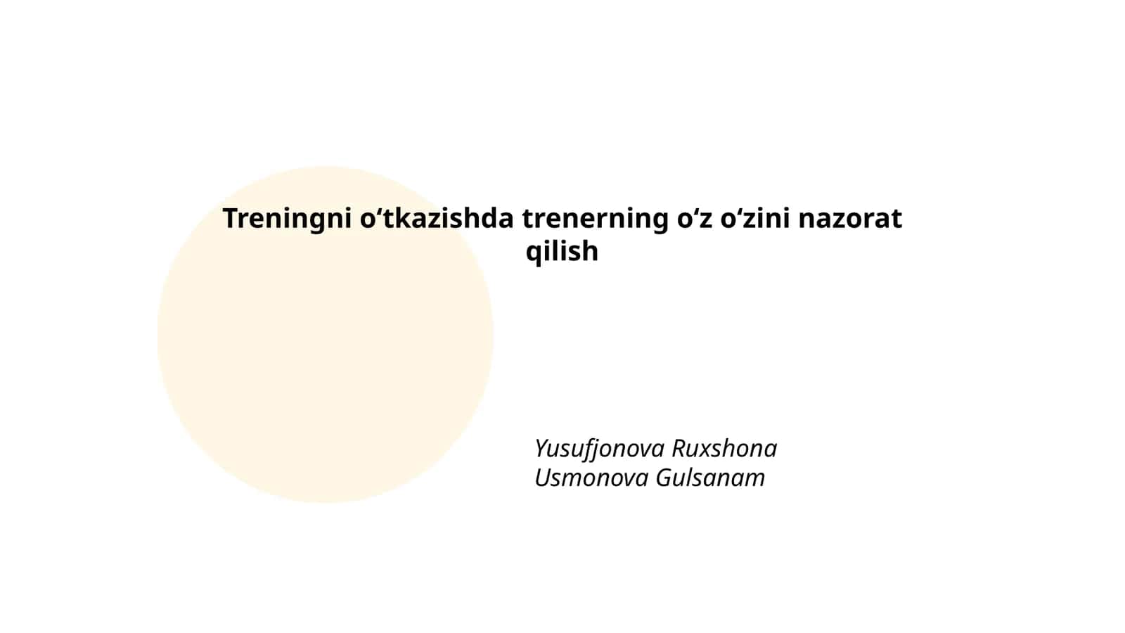 Treningda trenerning oʻzini nazorat qilish