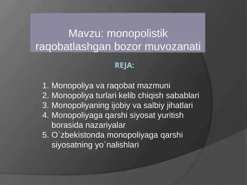 monopolistik raqobatlashgan bozor muvozanati