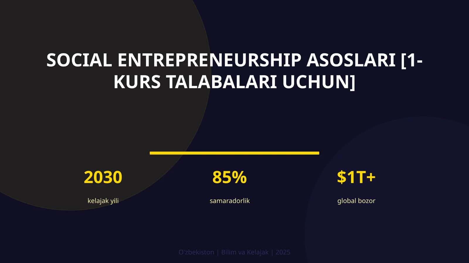 Social entrepreneurship asoslari [1-kurs talabalari uchun]