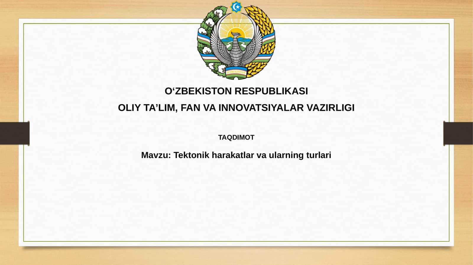 Tektonik harakatlar va ularning turlari