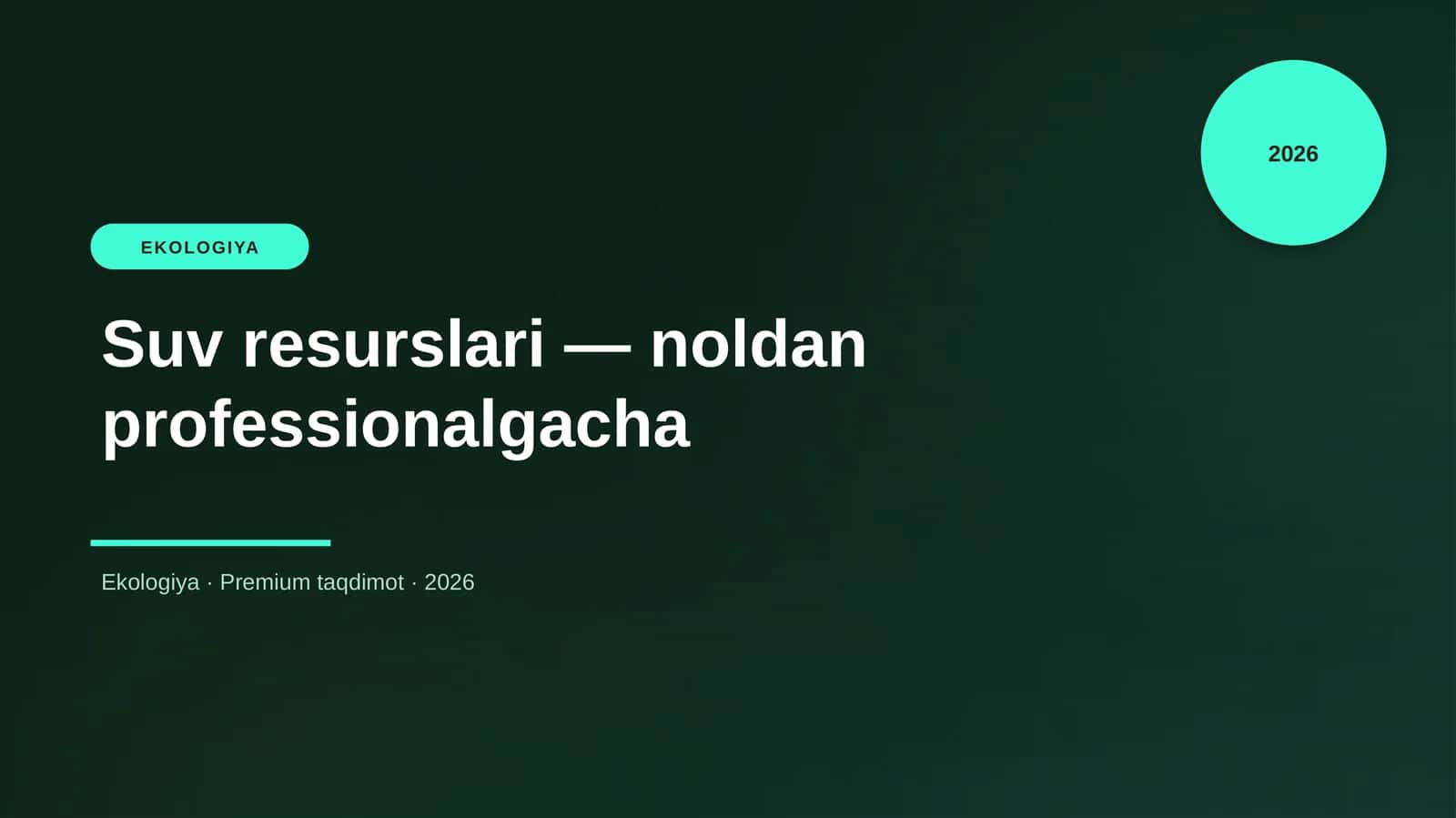 Suv resurslari — noldan professionalgacha