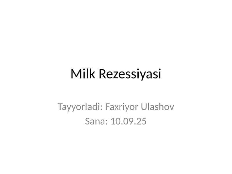 Milk Rezessiyasi
